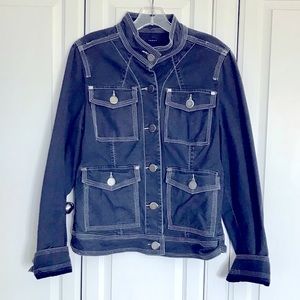 Navy jacket with fun stitching details